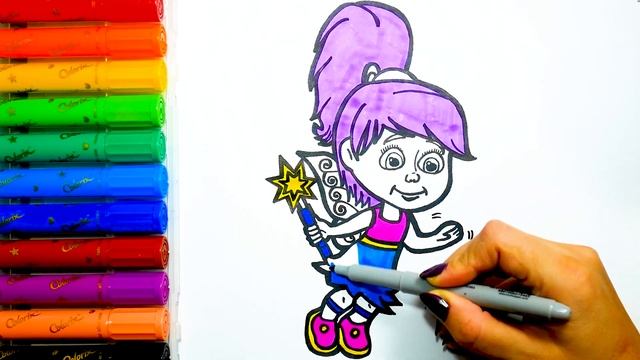 Маша и Медведь Раскраска для детей - Маша Фея | Учим цвета на Английском | Раскрашка ТВ смотреть онлайн