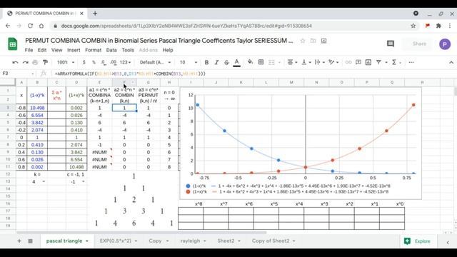 PERMUT COMBINA COMBIN in Binomial Series Pascal Triangle Coefficents using SERIESSUM LINEST Exce смотреть онлайн