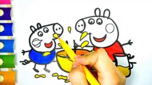 Свинка Пеппа Мультик Раскраска для Детей Учим цвета Раскрашиваем Свинку Пеппу и Джорджа Раскрашка ТВ