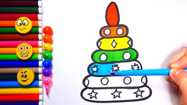 Como Dibujar y Colorear un Pirámide de Juguete-Dibujos Fáciles Para Niños Paso a Paso-Learn Colors смотреть онлайн