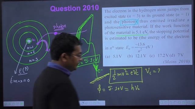 The electron in the hydrogen atom jumps from excited state n = 3to its ground state n = 1and смотреть онлайн