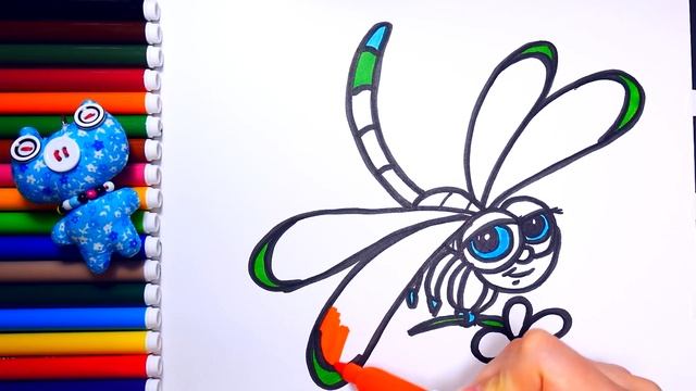 การวาดภาพและระบายสีแมลงปอ วิธีการวาดแมลงปอ วิธีระบายสีแมลงปอ หน้าสี смотреть онлайн