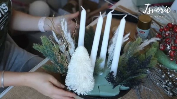 Новогодний декор на стол со свечами / DIY TSVORIC
