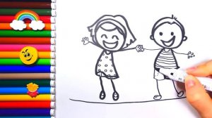 How to Draw Boy and Girl. Coloring Pages for Kids