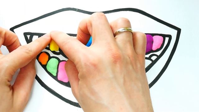 Раскраска Зубов и Губ с помощью Плей До для Детей - Teeth and Lips Coloring from Play Doh for Kids смотреть онлайн