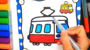 How To Color Tram, Duck, Rocking Horse | Coloring Pages