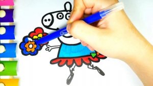 Мультик - Раскраска. Свинка Пеппа Балерина. Учим цвета. Для Детей