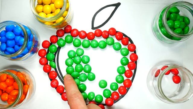 Мультик Раскраска Яблоко из Конфет M&M's для Детей Учим Цвета Раскрашка ТВ смотреть онлайн