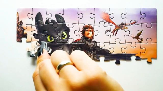 Пазлы для Детей Как Приручить Дракона Герои Мультика Беззубик и Иккинг смотреть онлайн