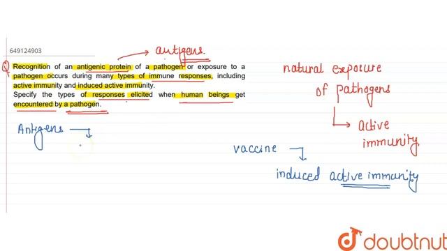 Recognition of an antigenic protein of a pathogen or exposure to a pathogen occurs during many t... смотреть онлайн
