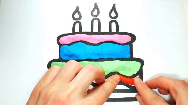 Мультик Раскраска Торт на День Рождения из Плей До Учим Цвета Раскрашка ТВ смотреть онлайн