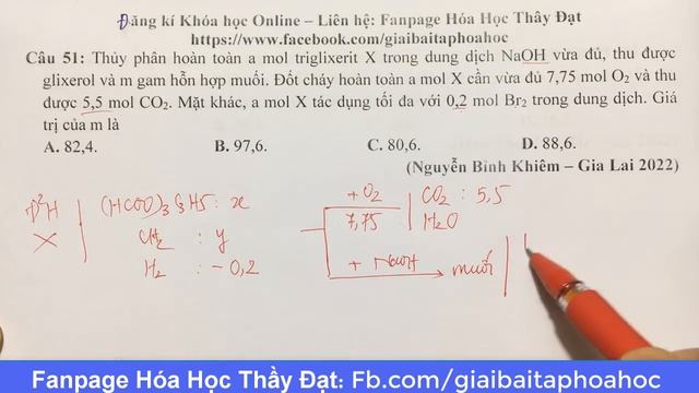 Thủy phân hoàn toàn a mol triglixerit X trong dung dịch NaOH vừa đủ, thu được glixerol và m смотреть онлайн