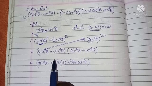 Prove that sin^8theta-cos^8theta is equal to (1-cos^2theta) into (1-2sin^2theta•cos^2theta) смотреть онлайн