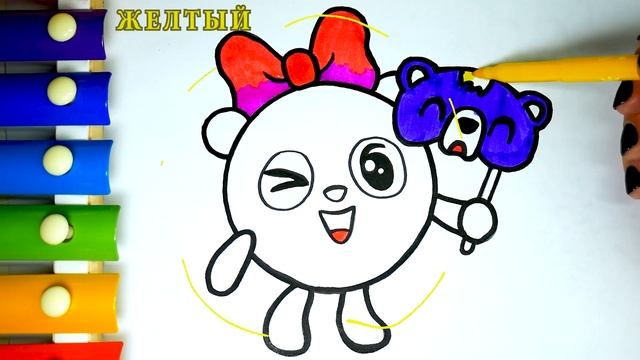 Малышарики Мультик Видео Раскраска для Детей Учим цвета и Раскрашиваем Пандочку из Малышариков смотреть онлайн