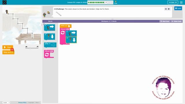 CODE.ORG | COURSE A | LESSON 10 | LOOPS IN ARTIST смотреть онлайн