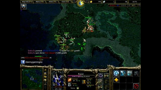 DotA 6.77c Lightning Revenant (Razor) Epic First Blood vs Nevermore :D смотреть онлайн