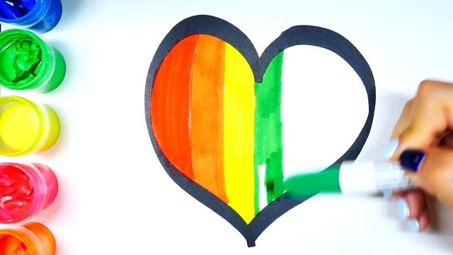 Рисуем и Раскрашиваем Сердечко Мультик Раскраска для Малышей Учим Цвета Раскрашка ТВ смотреть онлайн