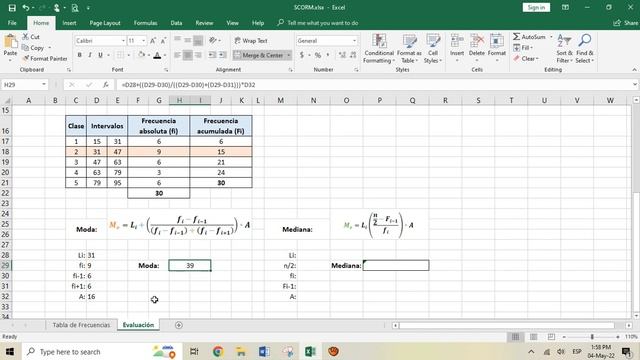 Moda y Mediana - Datos agrupados смотреть онлайн