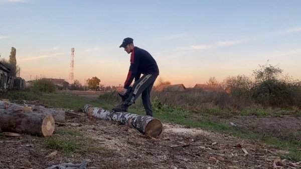 Распиловка дров бензопилой GEOS CSP 356: Легко и быстро