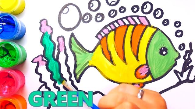Como Dibujar y Colorear Un Pez de Colores - Dibujos Para Niños / Раскрашка ТВ смотреть онлайн