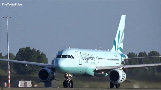 Cyprus Airways - Airbus A319 - Rare takeoff at AMS (5B-DCW) смотреть онлайн