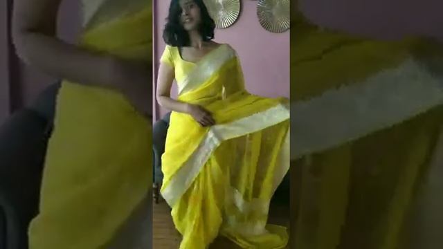 Lemon Yellow Pure Khaddi Banarasi Silk Saree in Chiffon woven in Silver Zari | Mirra Clothing смотреть онлайн