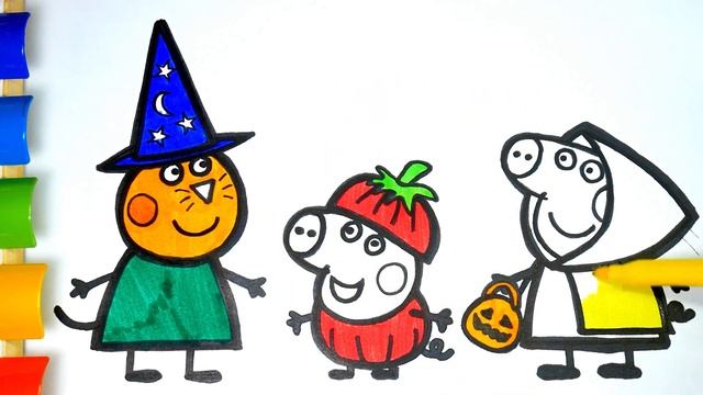 Buku Mewarnai Kartun Peppa Pig Peppa George dan Permen Merayakan Pembelajaran Warna Halloween смотреть онлайн