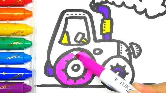 How to Draw a Tractor | Coloring Pages - Как Нарисовать Синий Трактор | Раскраска для детей смотреть онлайн