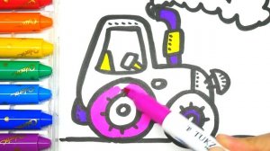 How to Draw a Tractor | Coloring Pages - Как Нарисовать Синий Трактор | Раскраска для детей