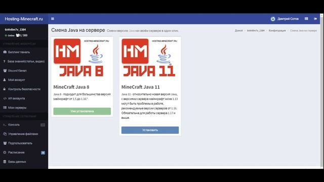 КАК СМЕНИТЬ ВЕРСИЮ JAVA НА СЕРВЕРЕ МАЙНКРАФТ В 1 КЛИК? ВЫБОР ВЕРСИИ ЯВЫ В MINECRAFT. смотреть онлайн