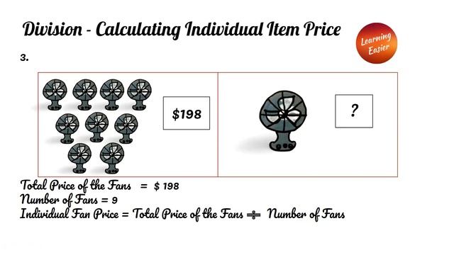 Division Calculating Individual Item Price | Basic Mathematics | Total Price | Number Of Items