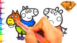 Пеппа и Джордж на Лошадке Свинка Пеппа Раскраска для Детей  Учим цвета / Раскрашка ТВ