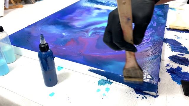 Painting should be fun! Easy abstract with fluid acrylics and pigment. Ocean art. смотреть онлайн