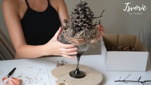 Золотая композиция в бокале / DIY TSVORIC