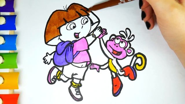 Даша Путешественница Мультик Раскраска для Детей | Учим цвета | Раскрашка ТВ смотреть онлайн