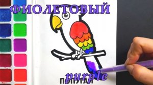 Раскраска для детей и малышей Попугай. Мультик-Раскраска. Учим цвета. Простые рисунки I Раскрашка ТВ