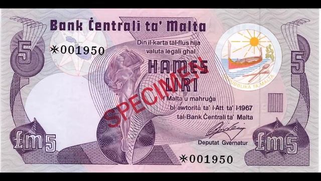 Central Bank of Malta , Bank Centrali ta Malta SPECIMEN!! 1967 смотреть онлайн