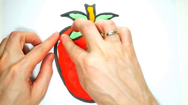 Лепим клубничку из Плей До на бумаге / Coloring Strawberry Play Doh смотреть онлайн