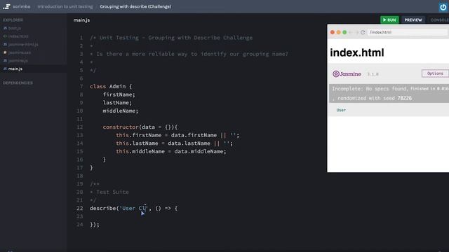 Grouping Unit Tests With Describe() (Challenge) | Unit Testing Tutorial