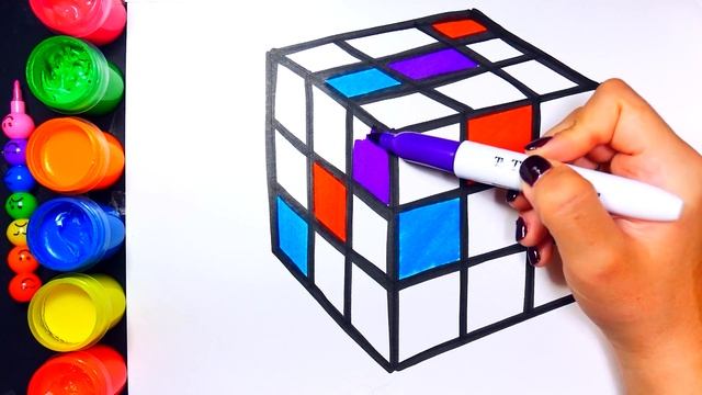 Cara Menggambar dan Mewarnai kubus Rubik Halaman untuk Anak, Balita смотреть онлайн