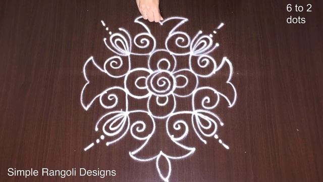 Easy Apartment Kolam 6*2 Dots | Daily Use Rangoli Designs | Beautiful Muggulu