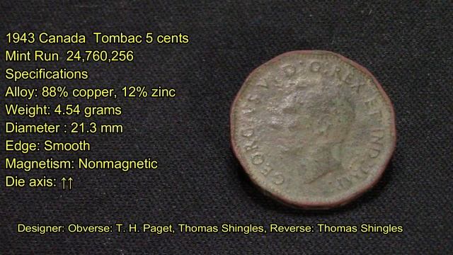 1943 Canada Tombac 5 Cent Coin War Time Coinage смотреть онлайн