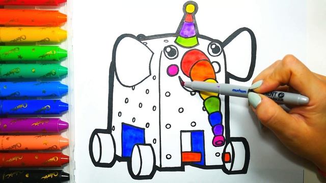 Деревяшки мультик Слоник ДУ-ДУ — Раскраска для детей — Учим цвета на Английском языке — Раскрашка ТВ смотреть онлайн