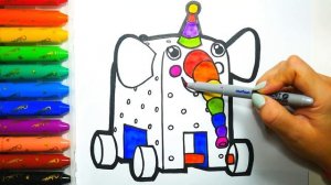 Деревяшки мультик Слоник ДУ-ДУ — Раскраска для детей — Учим цвета на Английском языке — Раскрашка ТВ