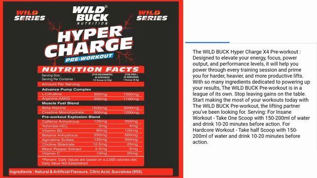 Wild buck hyper charge pre workout review in Hindi।। Hyper pre workout।। Original supplement смотреть онлайн