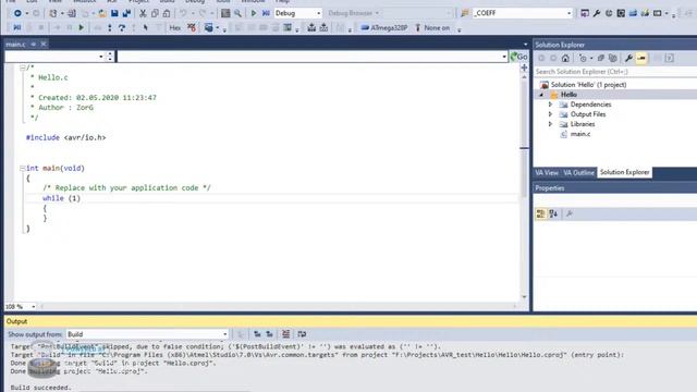 Программирование железа - 2 - Первый проект Atmel Studio смотреть онлайн