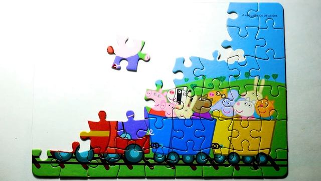 Свинка Пеппа и Джордж на Паровозе Дедушки Свина - Собираем Пазл для Малышей | Раскрашка ТВ смотреть онлайн