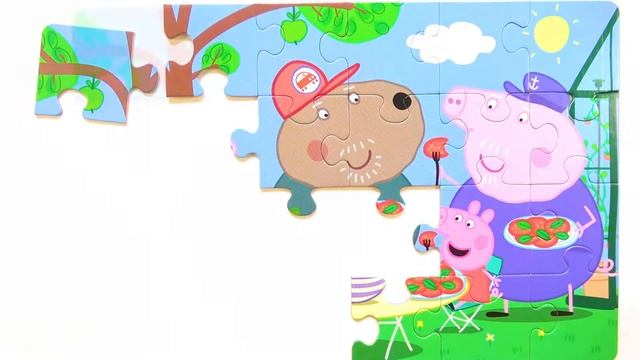 Свинка Пеппа Джордж и Бабушка с Дедушкой Собираем Пазл для Детей Раскрашка ТВ смотреть онлайн