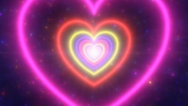 Neon Lights Love Heart Tunnel and Romantic Abstract Glow Particles 4K Moving Wallpaper Background