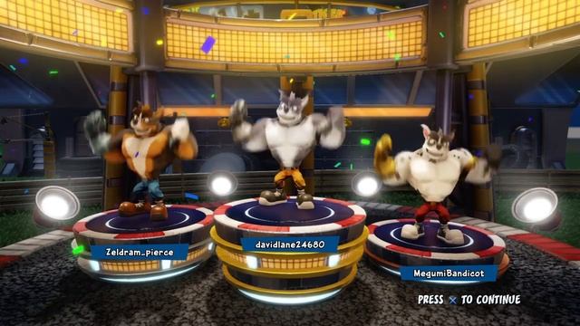 Husky, Rottweiler and Dalmatian Crunch Bandicoot Winning Podium. (Crash Nitro Fueled) смотреть онлайн